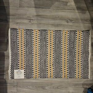Patina Vie Decorative Interior 100% Cotton Accent Rug Black And Yellow 27"x45"